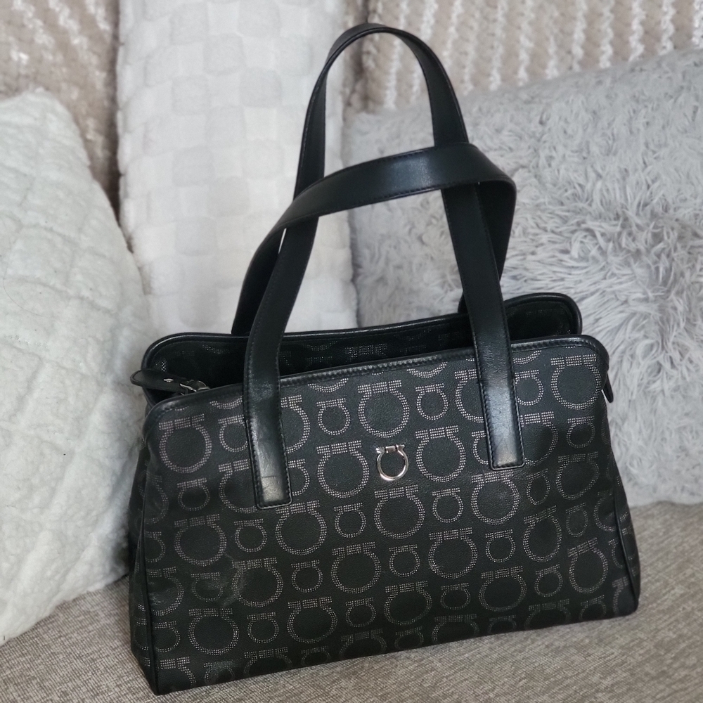 Salvatore Ferragamo Gancini Pattern Tote Bag Handbag Coated canvas